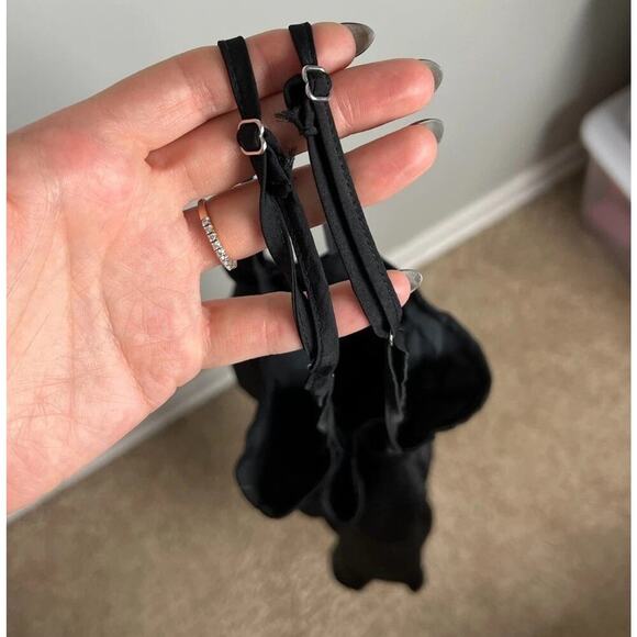Free People Black Ruched Slip Dress Adjustable Spaghetti Straps Size Small Wm’s - Picture 6 of 6